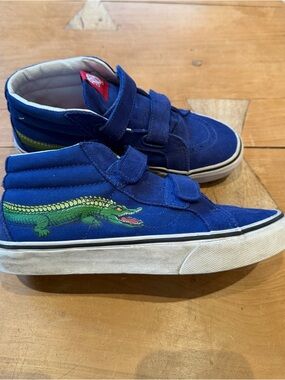 Vans Kids Blue High-Top Sneakers with Green Crocodile Graphic